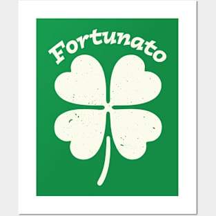 Fortunato Emblem - Distressed Four-Leaf Graphic Design Posters and Art